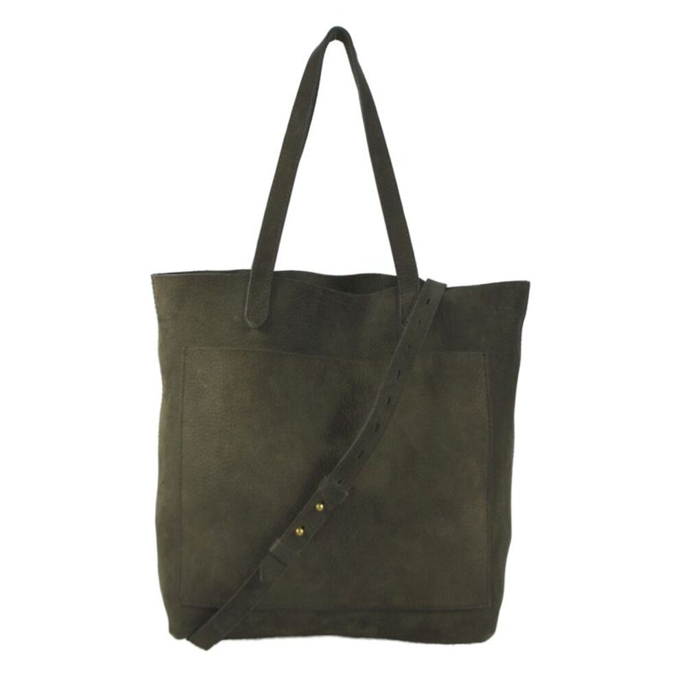 Madewell Womens Leather Top Handle Front Pocket Tote Handbag Green
